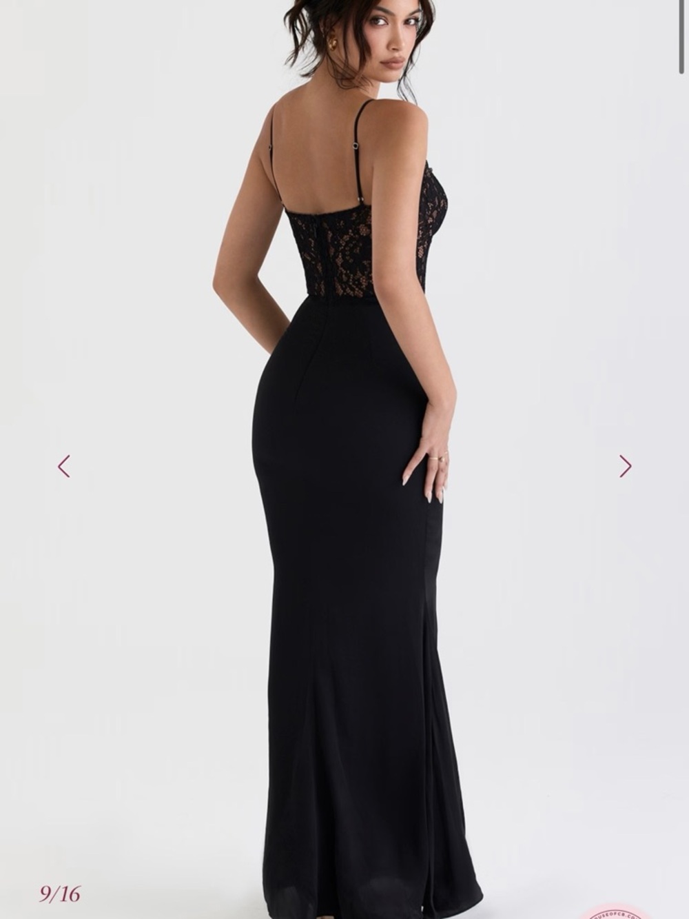 House of CB Black Lace Bustier Mermaid Gown - Picture 2 of 5